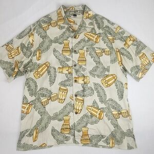 Tommy Bahama Hawaiian Print Button Down 100% Silk Shirt